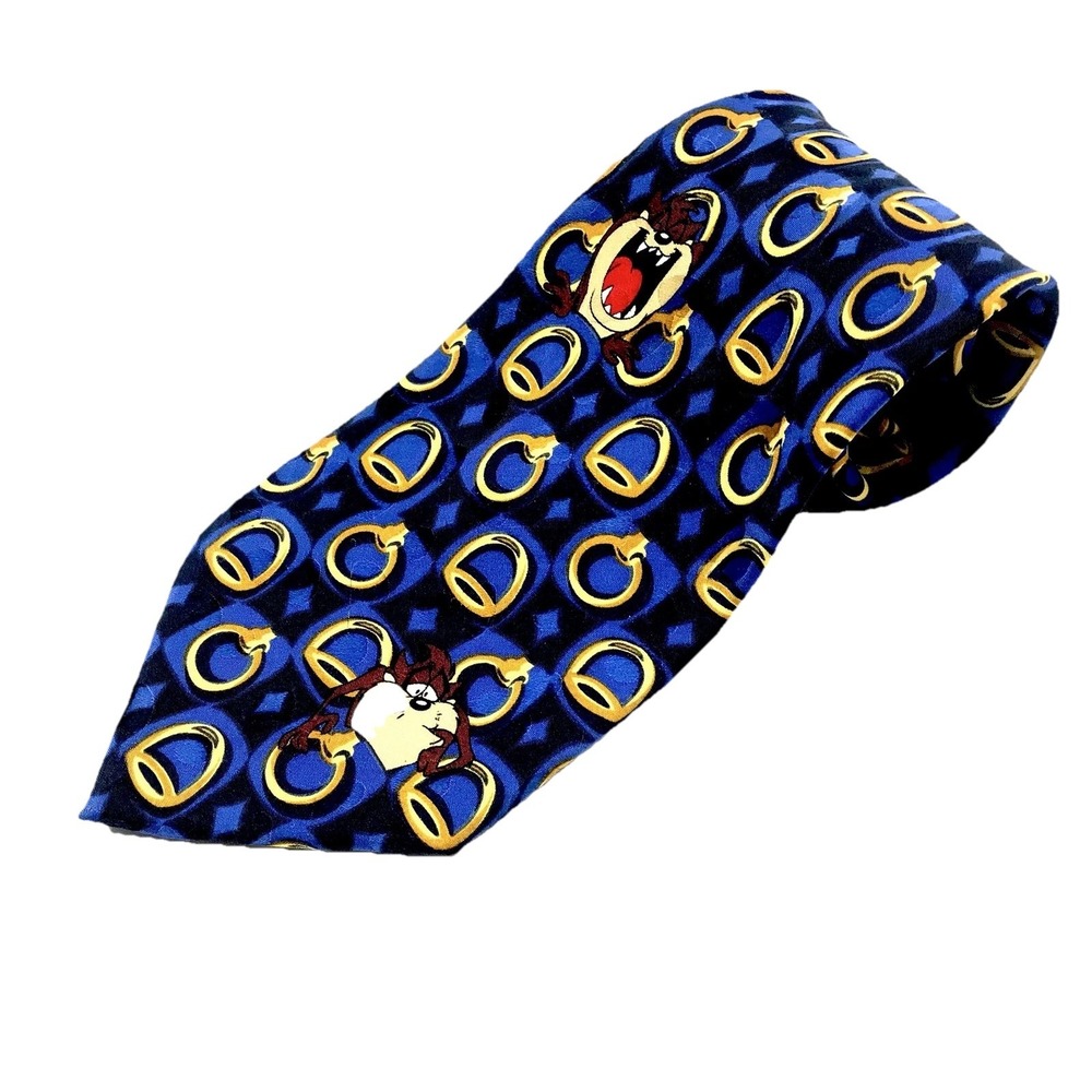 ✅Looney Tunes Taz Necktie Blue 90s Mania Silk #️⃣0030